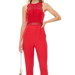 TOPSHOP Saskia Lace Trim Jumpsuit